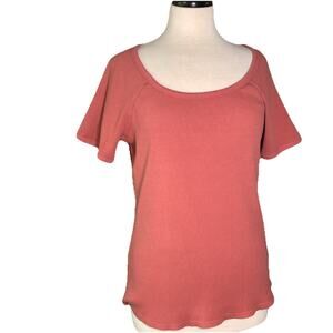 Lucky Brand Ribbed T Shirt Women’s XXL Short Sleeve Ribbed Pink Round Neck